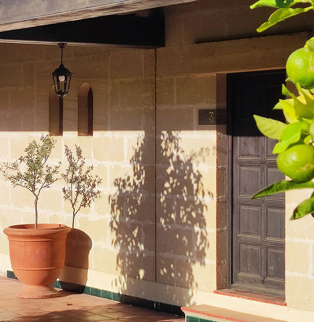 The rooms at the Relais du Val d'Orbieu, a charming hotel near Narbonne, are decorated in an elegant, modern style.