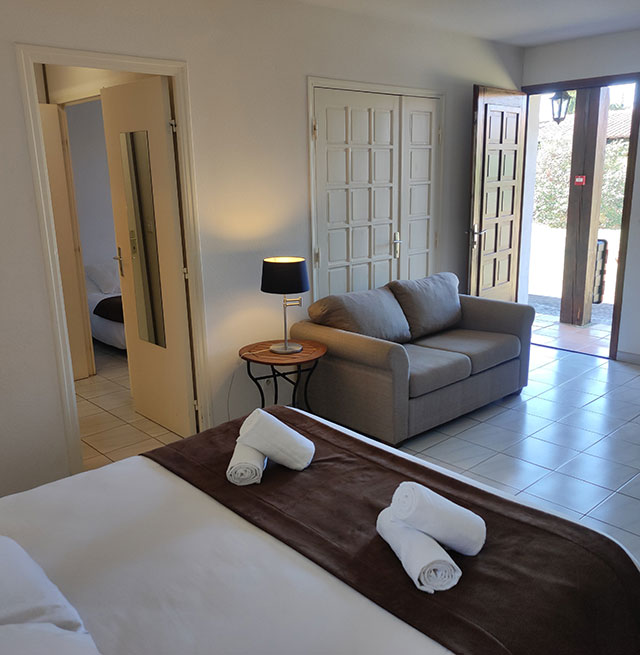 The family suite, at the Relais du Val d'Orbieu, charming hotel in the Aude department
